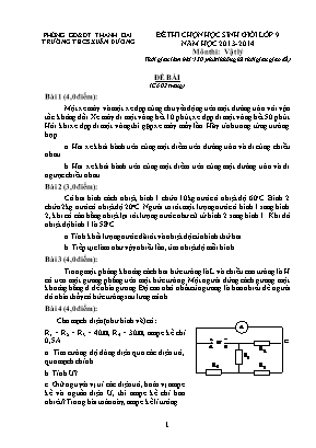 Đề thi chọn học sinh giỏi môn Vật lý Lớp 9 - Năm học 2013-2014 - Trường THCS Xuân Dương (Có đáp án)